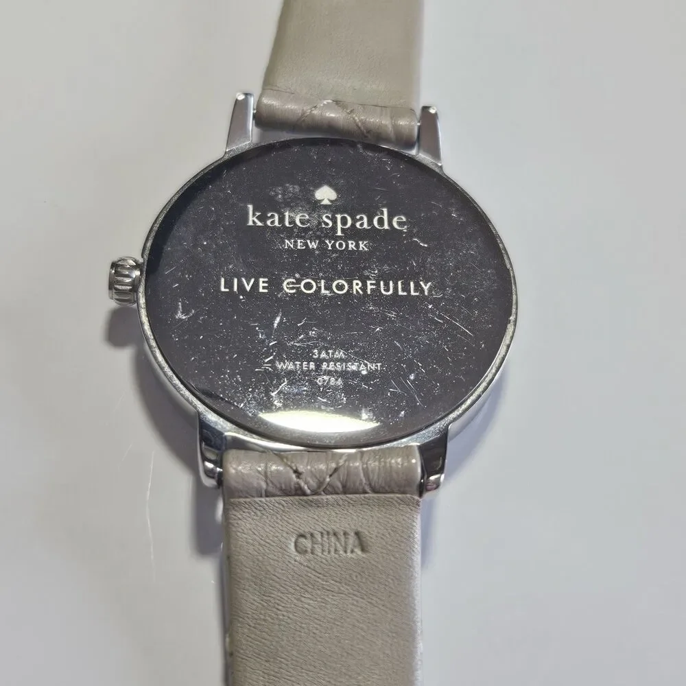 Kate Spade 1YRU0784 Silver Dial Leather Strap Women's Watch Needs New Battery